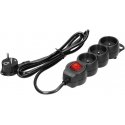 Orno 3 krypčių ilgintuvas 2P+E (Schuko), su jungikliu, 5m H05VV-F 3x1,5mm2, Imax16A, plokščias kištukas, juodas Orno 3 krypčių ilgintuvas 2P+E (Schuko), su jungikliu, 5m H05VV-F 3x1,5mm2, Imax16A, plokščias kištukas, juodas