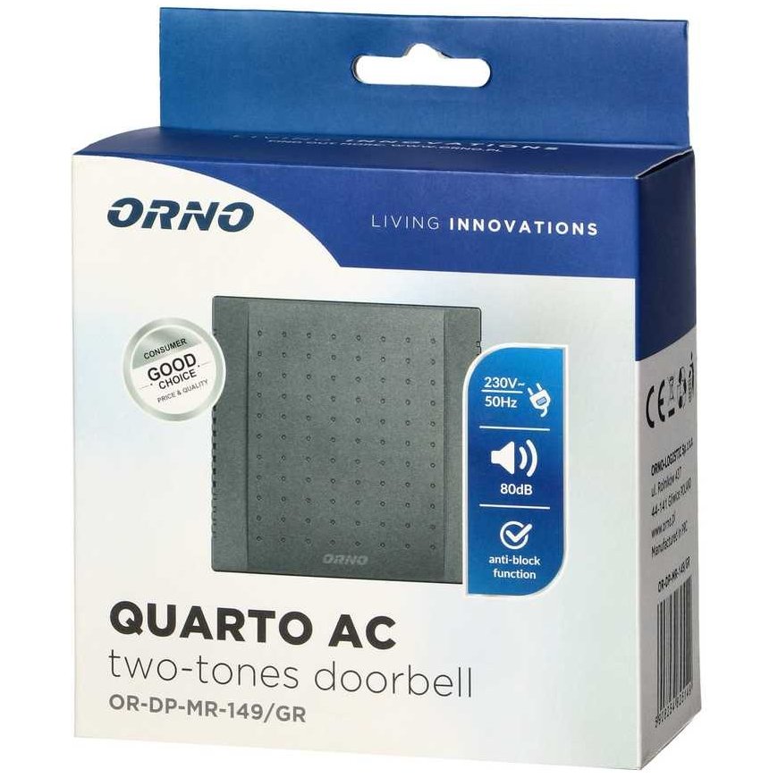 Orno QUARTO electromechanical two-tone bell, graphite – 2