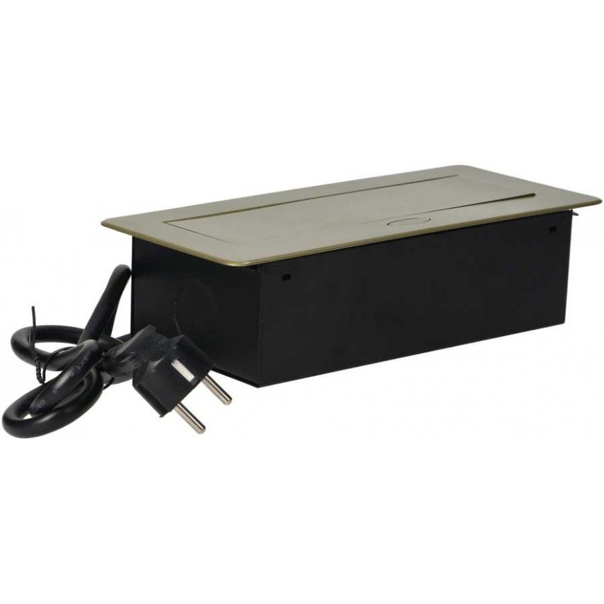Orno Į stalviršį įleidžiami baldų lizdai su plokščiu frezuotu apvadu, USB įkrovikliu ir 1,5 m laidu, 2x2P+E, 2xUSB, žalvario spa – 5