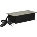Orno Į stalviršį įleidžiami baldų lizdai su plokščiu frezuotu apvadu, USB įkrovikliu ir 1,5 m laidu, 2x2P+E, 2xUSB, žalvario spa