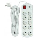 Šakotuvas EXD Buitinis ilgiklis 10m, 10 lizdų, 2x USB, su jungikliu