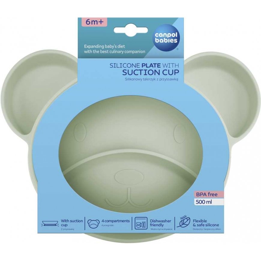 CANPOL BABIES Silikoninė lėkštė su pritvirtinimu BEAR, 51/401_gre – 3