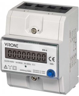 Orno 3 fazių elektros suvartojimo indikatorius, 80A, papildomas indikatorius, impulsų išvestis, RESET mygtukas, 2 moduliai, DIN 
