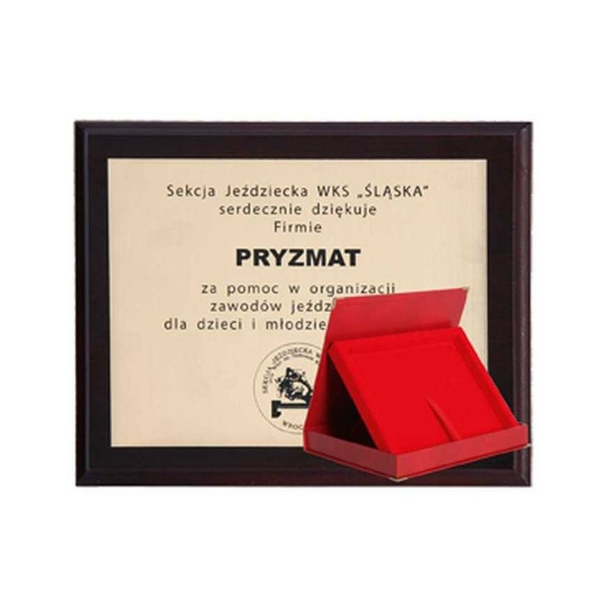 Tryumf Plastikinis diplomas su graviruotu laminatu + dėklas 250x200 mm