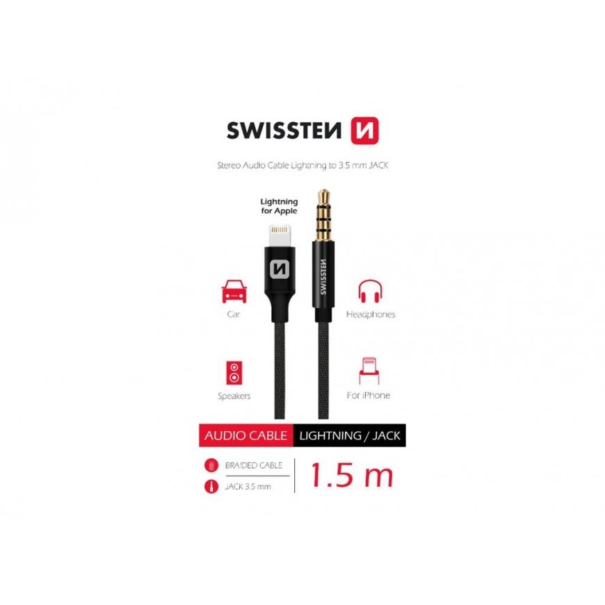 Swissten Textile Audio Adapteris Lightning |