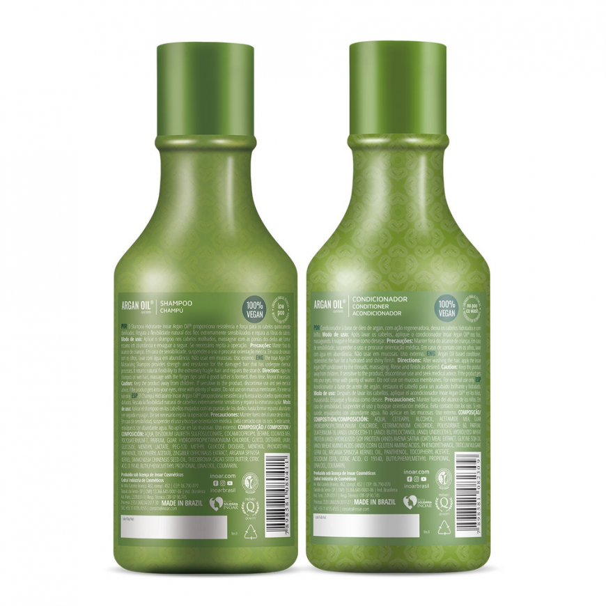 INOAR Argan Oil Duo Kit - intensely moisturizing set with Argan oil 2x250 ml – 2