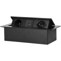 Orno Furniture socket recessed into the table top with flat milled edge and USB charger, 2x2P+Z, 2xUSB (type A+C 3.6A), black Orno Furniture socket recessed into the table top with flat milled edge and USB charger, 2x2P+Z, 2xUSB (type A+C 3.6A), black