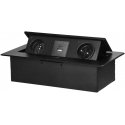 Orno Furniture socket recessed into the table top with flat milled edge and USB charger, 2x2P+Z, 2xUSB (type A+C 3.6A), black Orno Furniture socket recessed into the table top with flat milled edge and USB charger, 2x2P+Z, 2xUSB (type A+C 3.6A), black