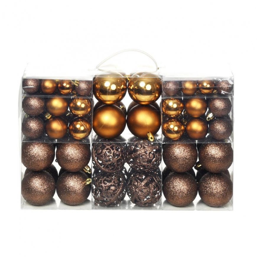 Set of Christmas tree toys, 100 pcs., 6 cm, brown/bronze/gold. color