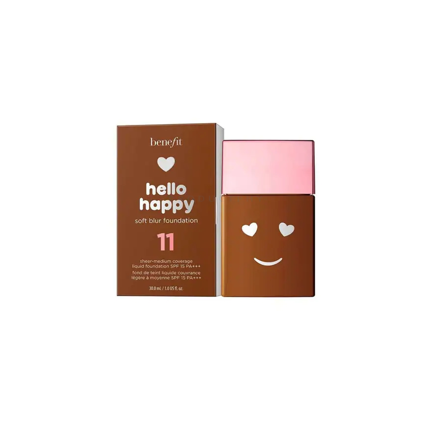 Benefit Benefit, Hello Happy Soft Blur, matinis paviršius, skystas pagrindas, 11, tamsiai neutralus, SPF 15, 30 ml moterims – 2