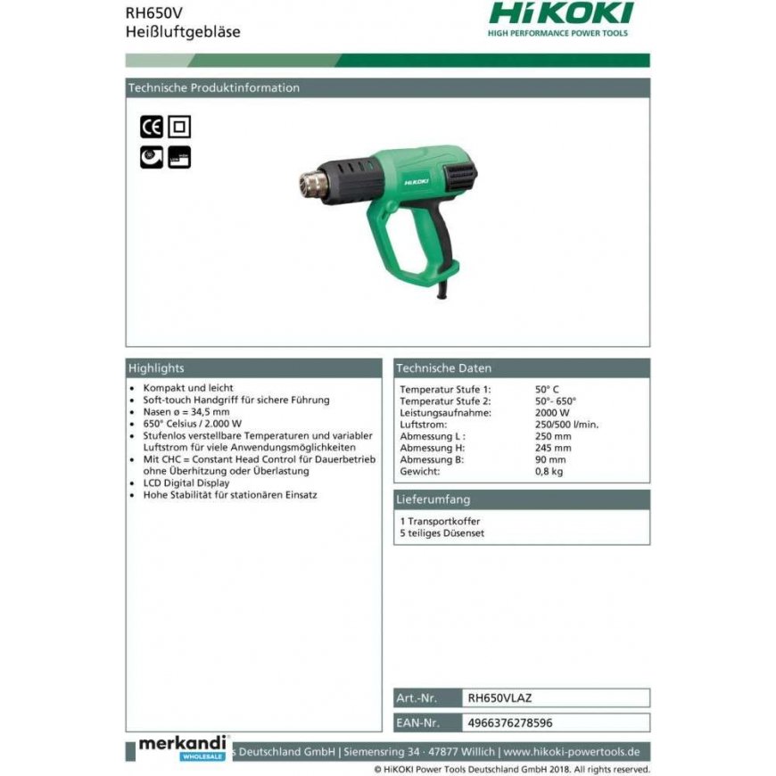 HIKOKI technical hair dryer 2000W LCD RH650V