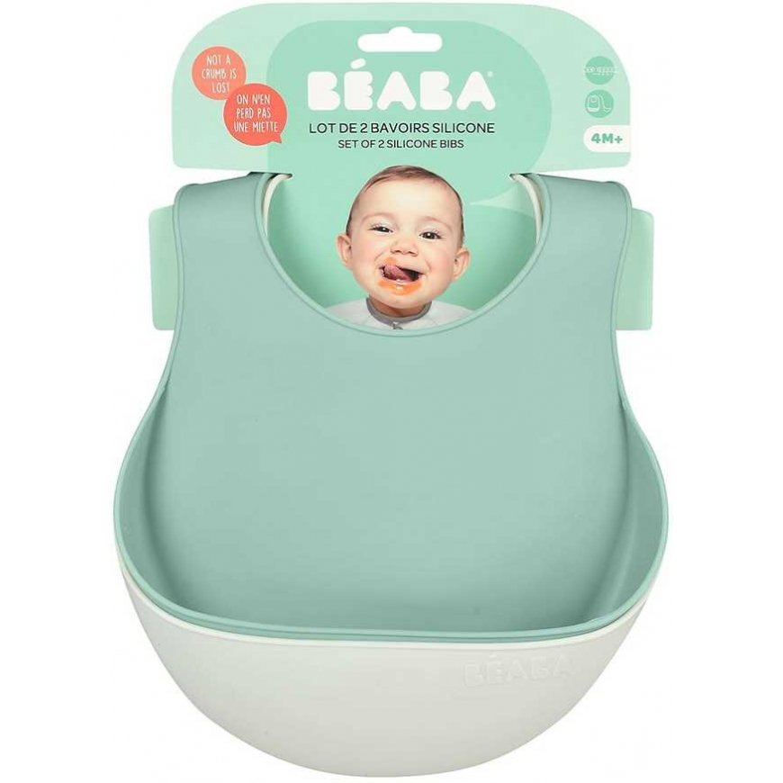BEABA 2 VNT. SILIKONINIŲ SEILINUKŲ RINKINYS, LIGHT MIST/AIRY Žalias – 2