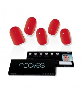 Nooves Crimson Red Premium Luxe Solid Red Gel Foils adhesive nails 20 pcs