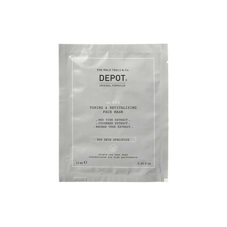 Depot, 800 Skin Specifics No. 806, Hyaluronic Acid, Toning & Revitalizing, Sheet Mask, For Face, Day, 12 pcs, 13 ml