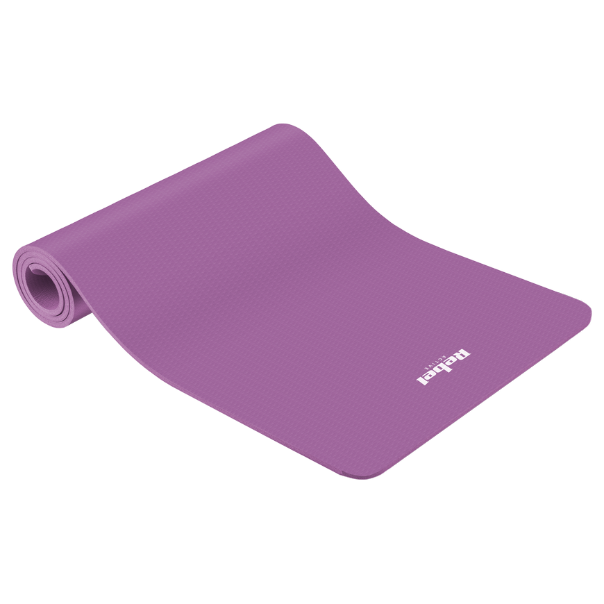 Gymnastics mat for yoga, pilates, fitness, 183x61cm, thickness 6mm, TPE material, purple, REBEL ACTIVE