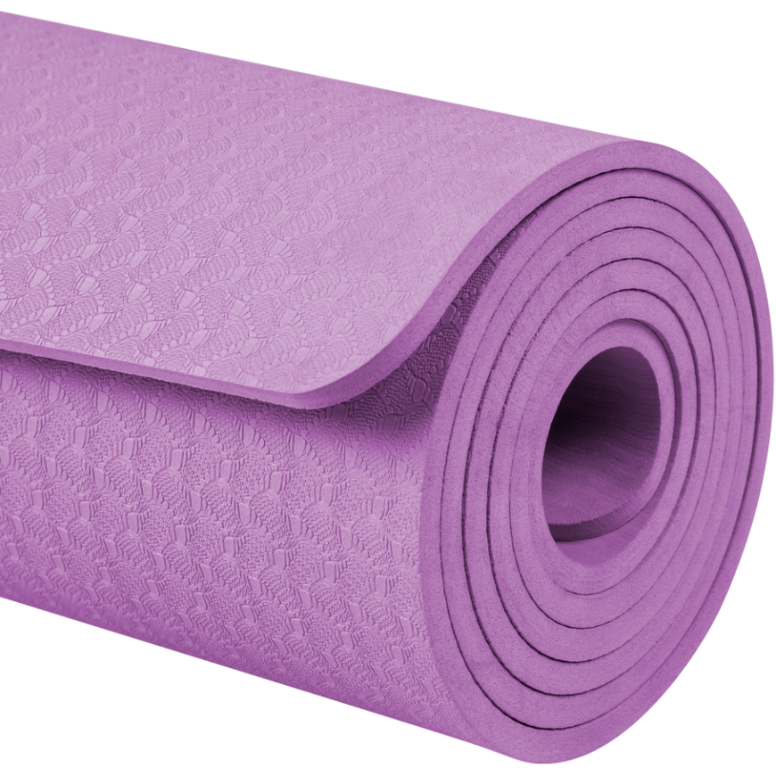 Gymnastics mat for yoga, pilates, fitness, 183x61cm, thickness 6mm, TPE material, purple, REBEL ACTIVE – 2