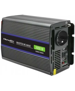 QOLTEC 51926 Monolitinis įtampos keitiklis 2000 MS Wave / 12V iki 230V / 1000/2000W / USB