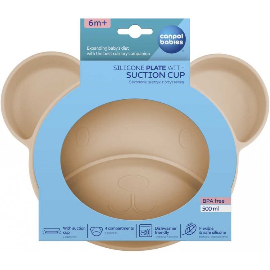 CANPOL BABIES Silicone plate with attachment BEAR, 51/401_bei – 3