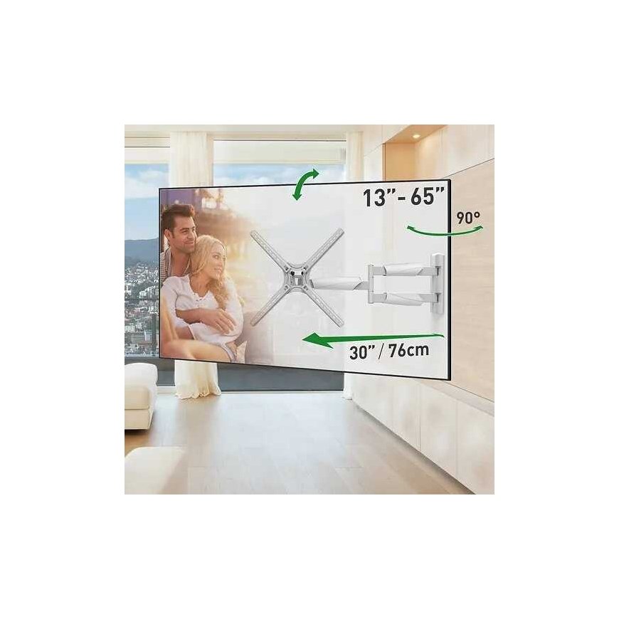 Bracket BARKAN BM343XLW 13-65" TV, 4 hinges, wall, extended, white – 3
