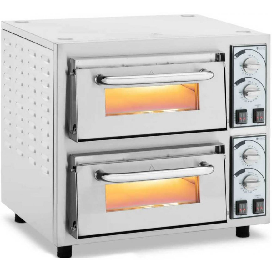 Elektrinė krosnelė Royal Catering Profesjonalny piec do pizzy dwukomorowy na 2 pizze śr. 35 cm 4400 W