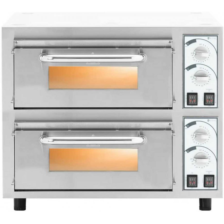 Elektrinė krosnelė Royal Catering Profesjonalny piec do pizzy dwukomorowy na 2 pizze śr. 35 cm 4400 W – 2