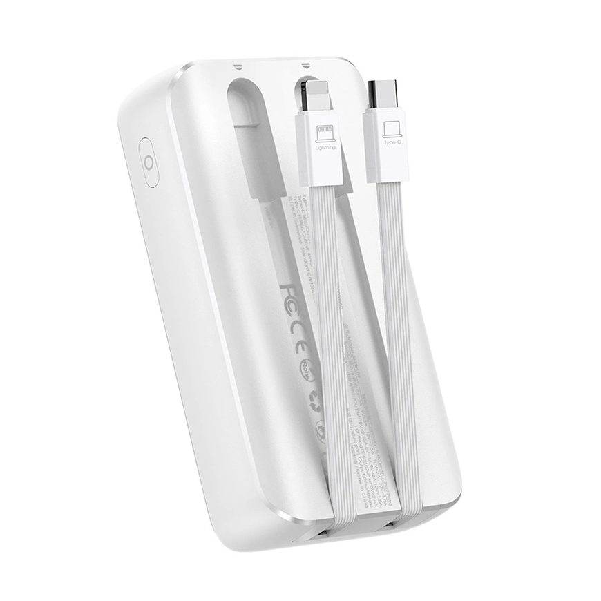 Mini power supply unit with built-in cables Joyroom JR-PBC06 30W 10000mAh - white – 3