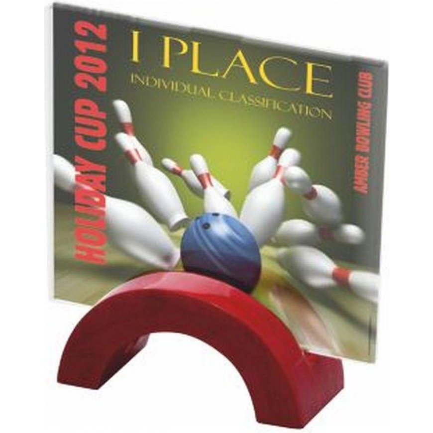 Detail Glass trophy with LuxorJet color printing, engraving and paint filling – 2
