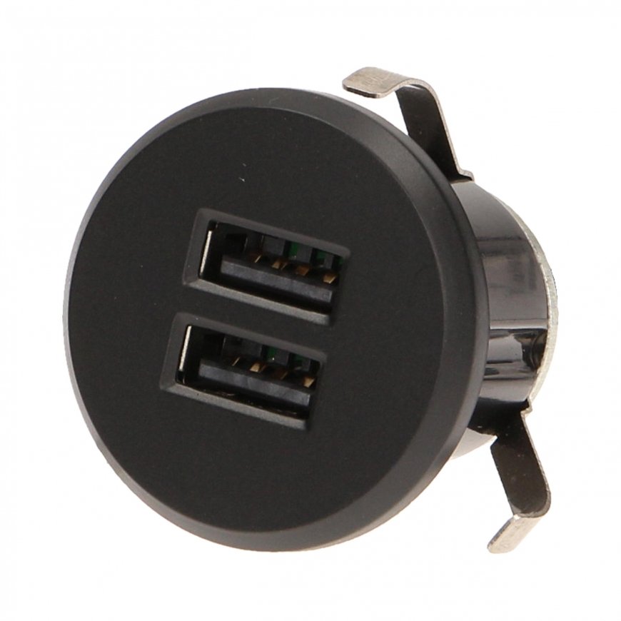 Orno 2XUSB 3.4A įleidžiamas įkroviklis, juodas