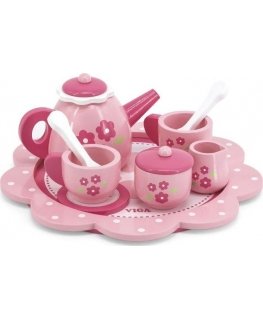 Children's wooden tableware set with tray Viga