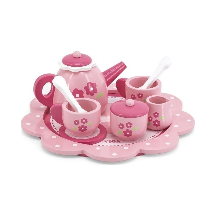 VIGA Children`s wooden tableware set with