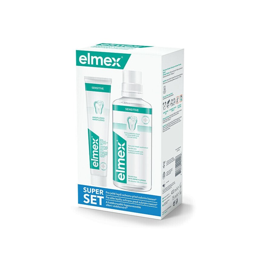 Elmex Rinkinys w kasecie Sensitive (płyn do płukania ust 400 ml + pasta do zębów 75 ml) – 2
