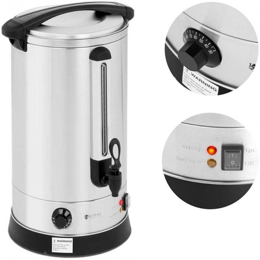 Royal Catering Warnik podgrzewacz do wody grzańca důwzne ścianki steel 20.5L 2500 W