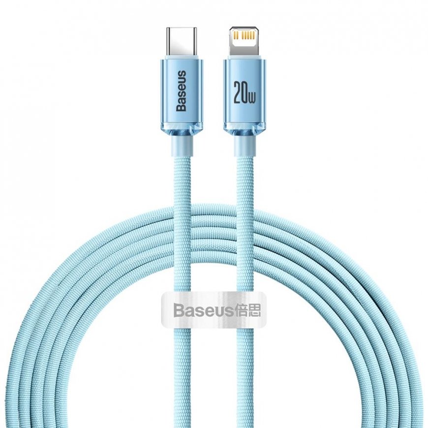 Baseus cable Crystal Shine USB-C - Lightning 2,0 m 20W sky blue – 2