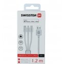 Swissten Textile 3-in-1 Cable 1.2m USB kabelis 1,2 m USB A USB C/micro-USB B/Lightning Sidabras Swissten Textile 3-in-1 Cable 1.2m USB kabelis 1,2 m USB A USB C/micro-USB B/Lightning Sidabras