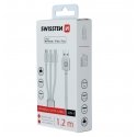 Swissten Textile 3-in-1 Cable 1.2m USB кабель 1,2 m USB A USB C/micro-USB B/Lightning Серебристый Swissten Textile 3-in-1 Cable 1.2m USB кабель 1,2 m USB A USB C/micro-USB B/Lightning Серебристый