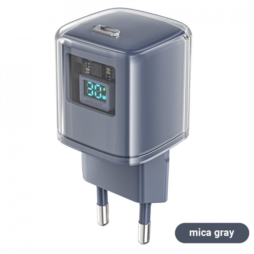 Acefast A53 PD 30W GaN USB-C charger with display - gray – 2