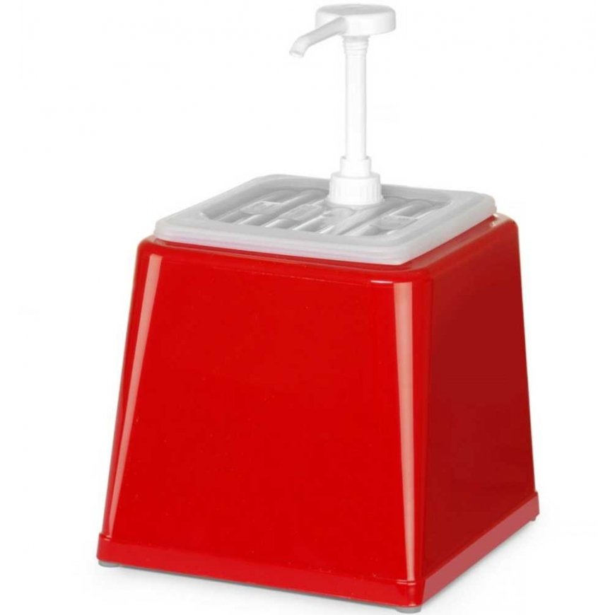 Ketchup sauce dispenser with pump 2.5l red - Hendi 203521 – 2