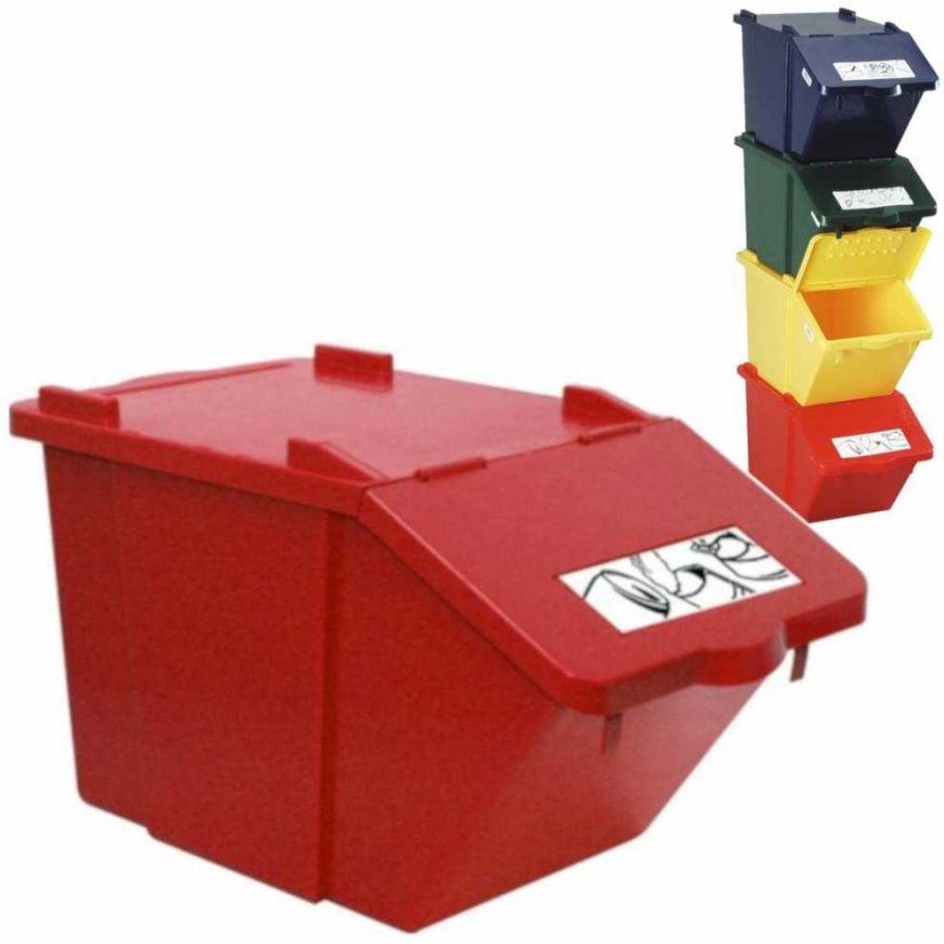 MEVA Double-deck waste sorting container - red, 45L