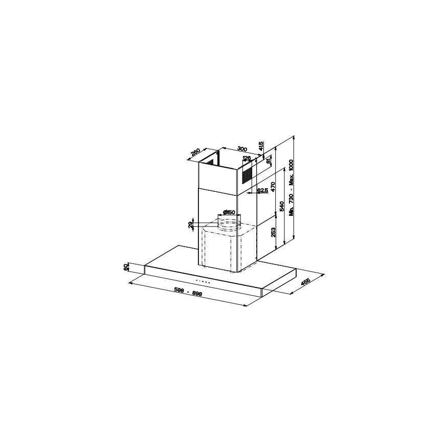 FABER S.p.A. Stilo Glass Smart A90 Seinale kinnitatav Roostevaba teras 690 m³/h B – 2