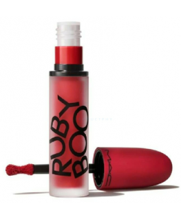 MAC MAC, pudros bučinys, matiniai, skysti lūpų dažai, ruby boo raudona, 5 ml moterims
