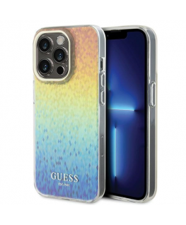 Original Front Panel Case GUESS GUHCP14XHDECMI for iPhone 14 Pro Max (IML Faceted Mirror / Disco Rainbow)