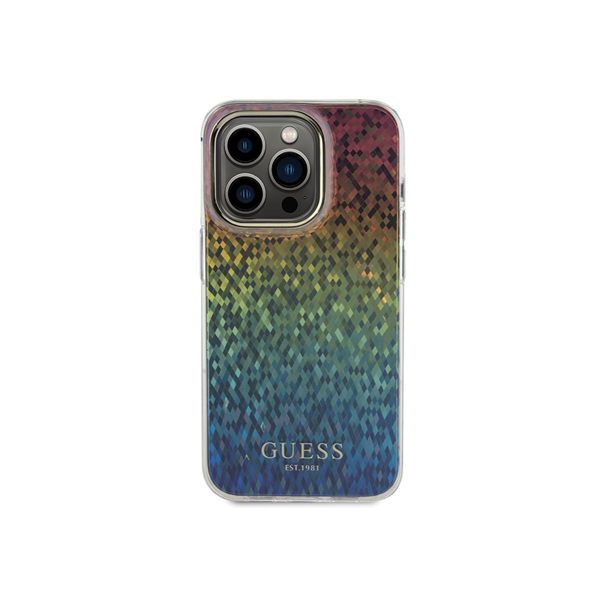Originalus priekinio skydelio dėklas GUESS GUHCP14XHDECMI, skirtas iPhone 14 Pro Max (IML briaunotas veidrodis / diskoteka vaivo – 3