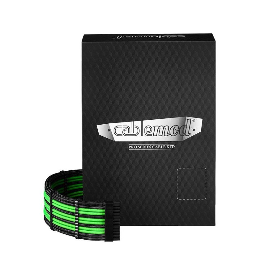 CableMod C-Series PRO ModMesh 12VHPWR Cable Kit for Corsair RM, RMi, RMx (Juodas Label) - juodas/light žalias – 4