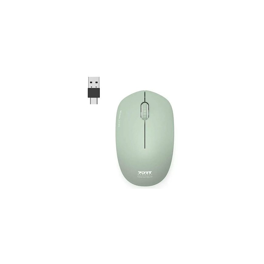 PORT CONNECT Wireless COLLECTION MOUSE, USB-A a USB-C dongle, 2.4Ghz, 1600DPI, Olive – 2
