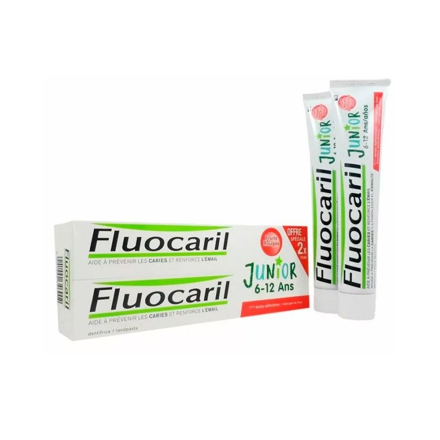 Fluocaril Junior Raudona Fruits dantų pasta 2x75ml