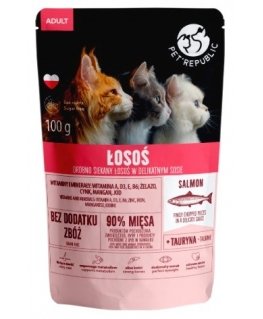 PET REPUBLIC Pieaugušais lasis smalki sagriezts - mitrā kaķu barība- 100 g