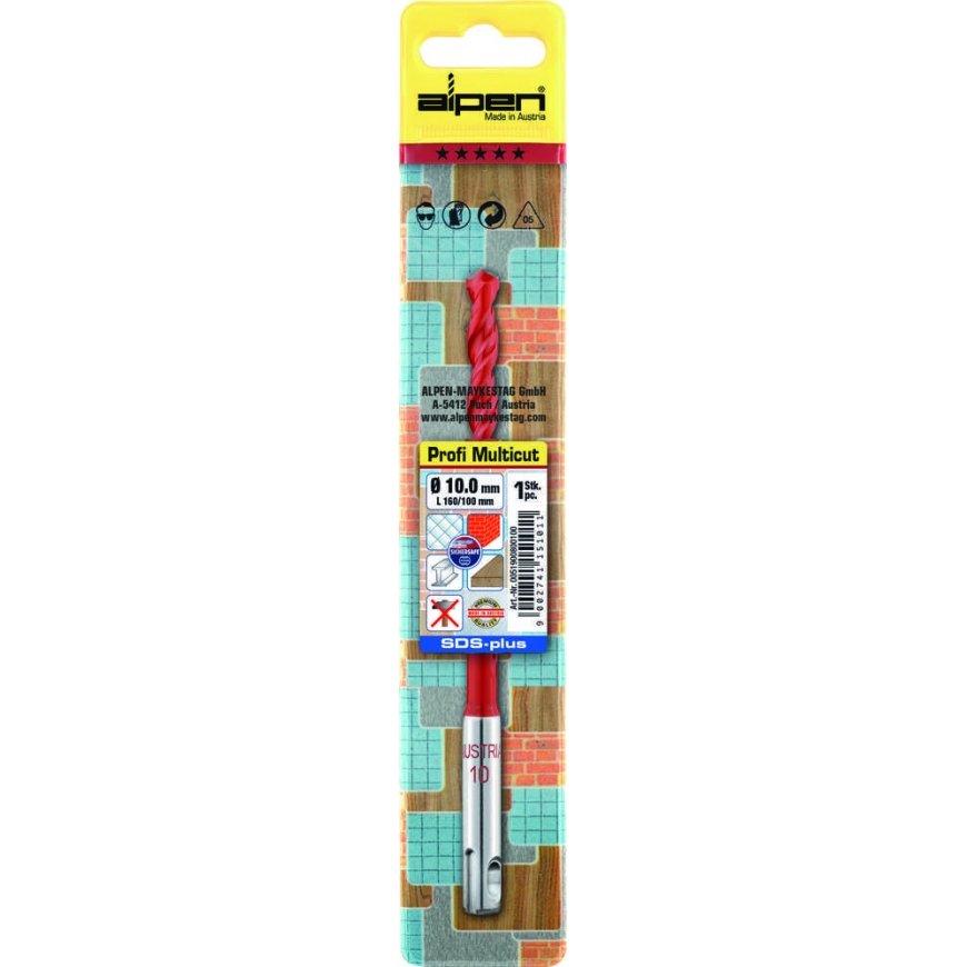 Drill bit ALPEN-MAYKESTAG MultiCut 52900800100 Hartmetall Mehrzweckbohrer 8 mm Gesamtlänge 210 SDS-Plus 1 – 3