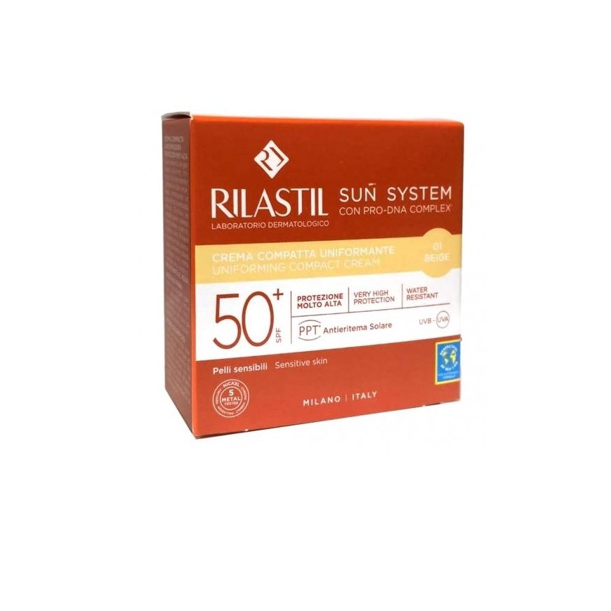 Rilastil Sun System Uniform Compact Kreminis Spf50+ Shade 01 rusvai gelsvas 10g