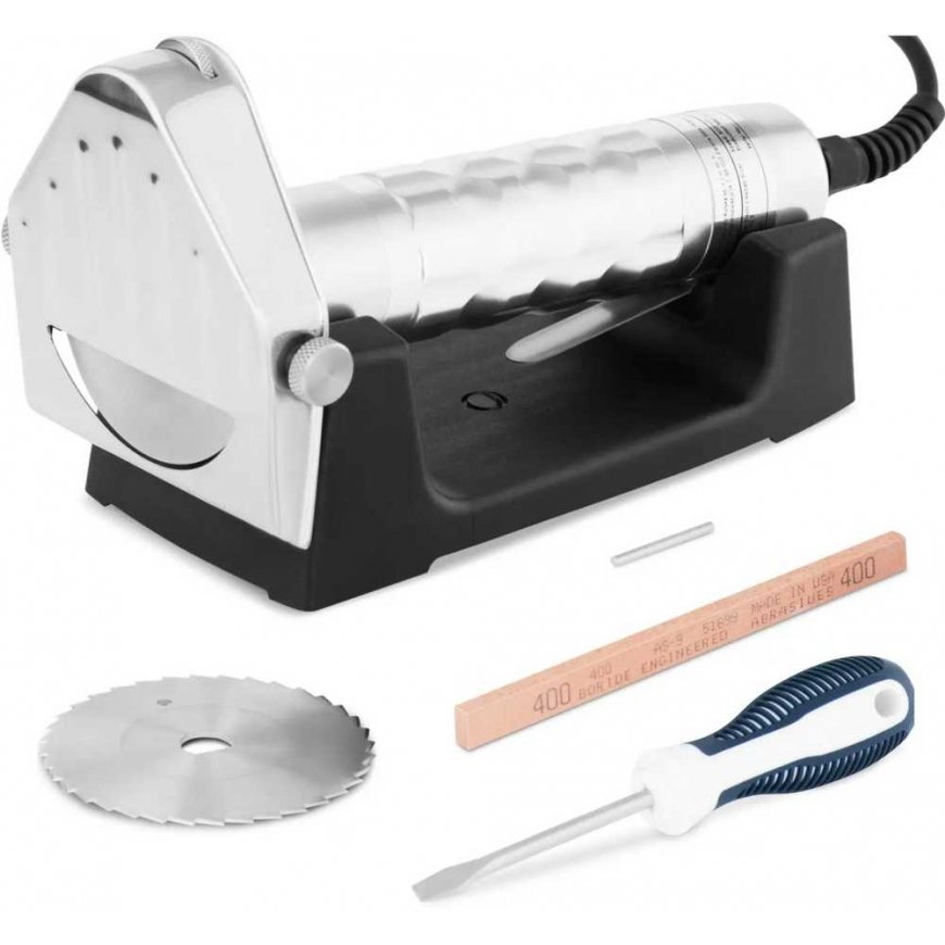 Royal Catering Nóż electric knife for kebab meat serrated with ostrzałka i stojakiem 0-6 mm 80 W