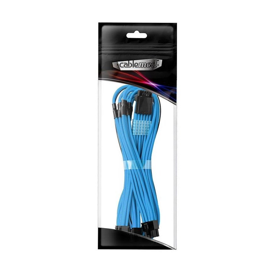 CableMod C-Series PRO ModMesh 12VHPWR to 3x PCI-e cables for Corsair - 60cm, light blue – 3